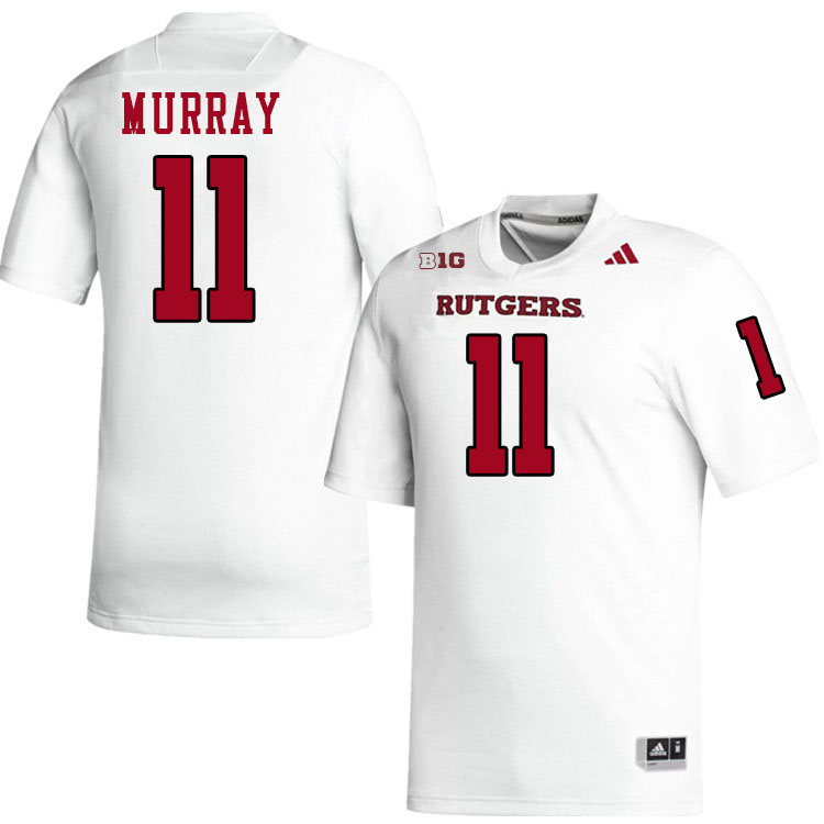 Rutgers Scarlet Knights #11 Steven Murray College Football Jerseys Stitched-White Rutgers Scarlet Knights #11 Steven Murray College Football Jerseys Stitched-White
